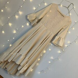 Joyfolie (girls) cream/white linen lace mayra dress, holiday, dressy